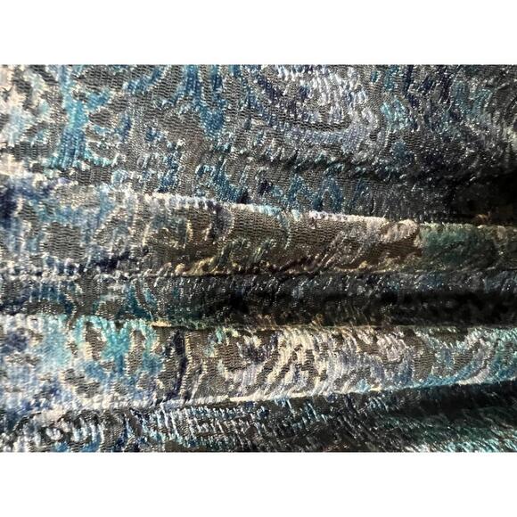 Free People Sheer Blue Burnout Velvet Off-Shoulder Top Flare Bell Sleeve Small - Picture 6 of 6